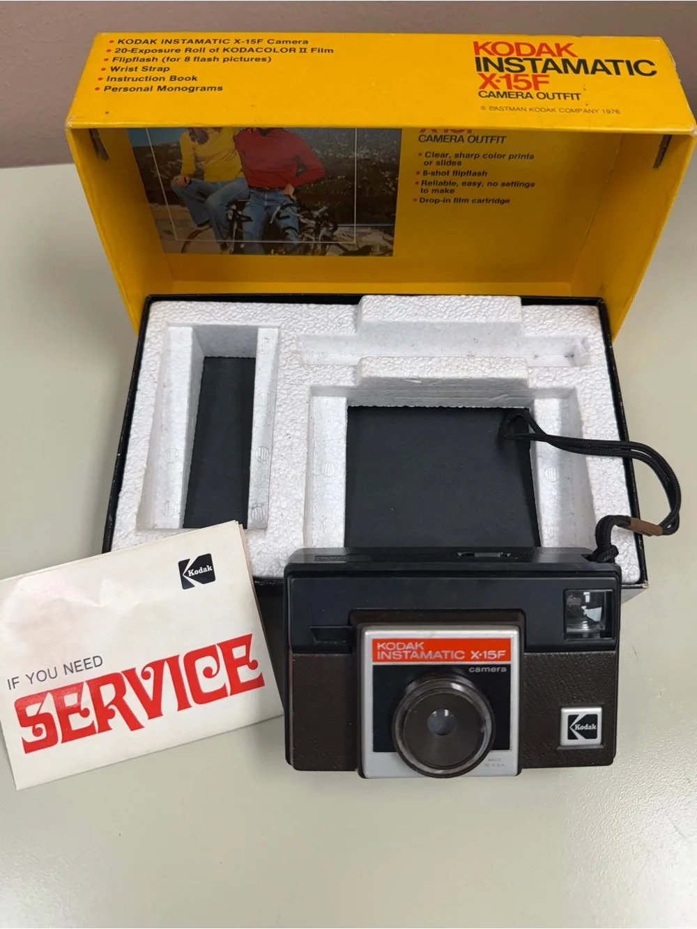 Vintage 1976 Kodak Instamatic X-15F Camera Outfit in Original Box P1